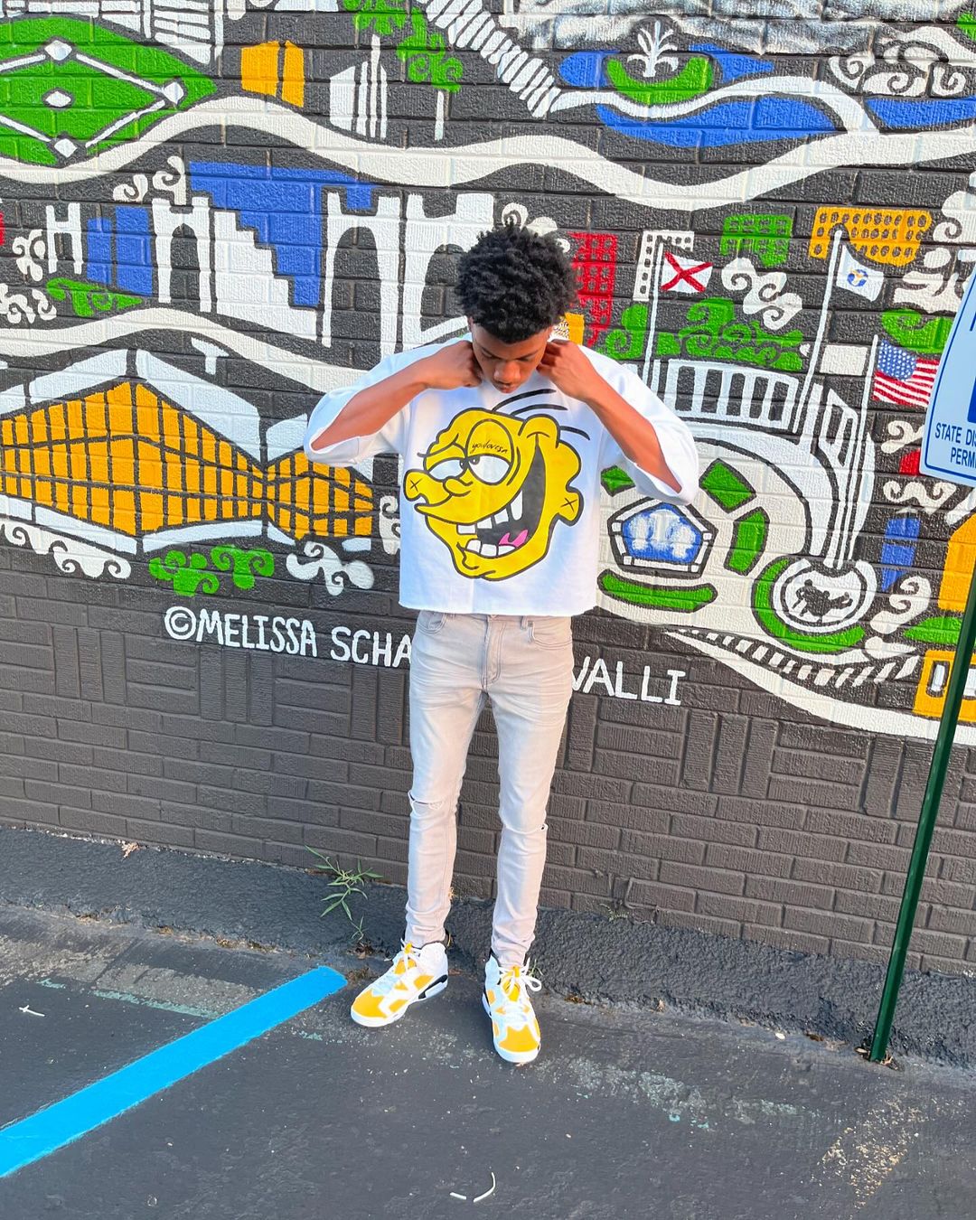 WHITE YELLOW EDDY TEE