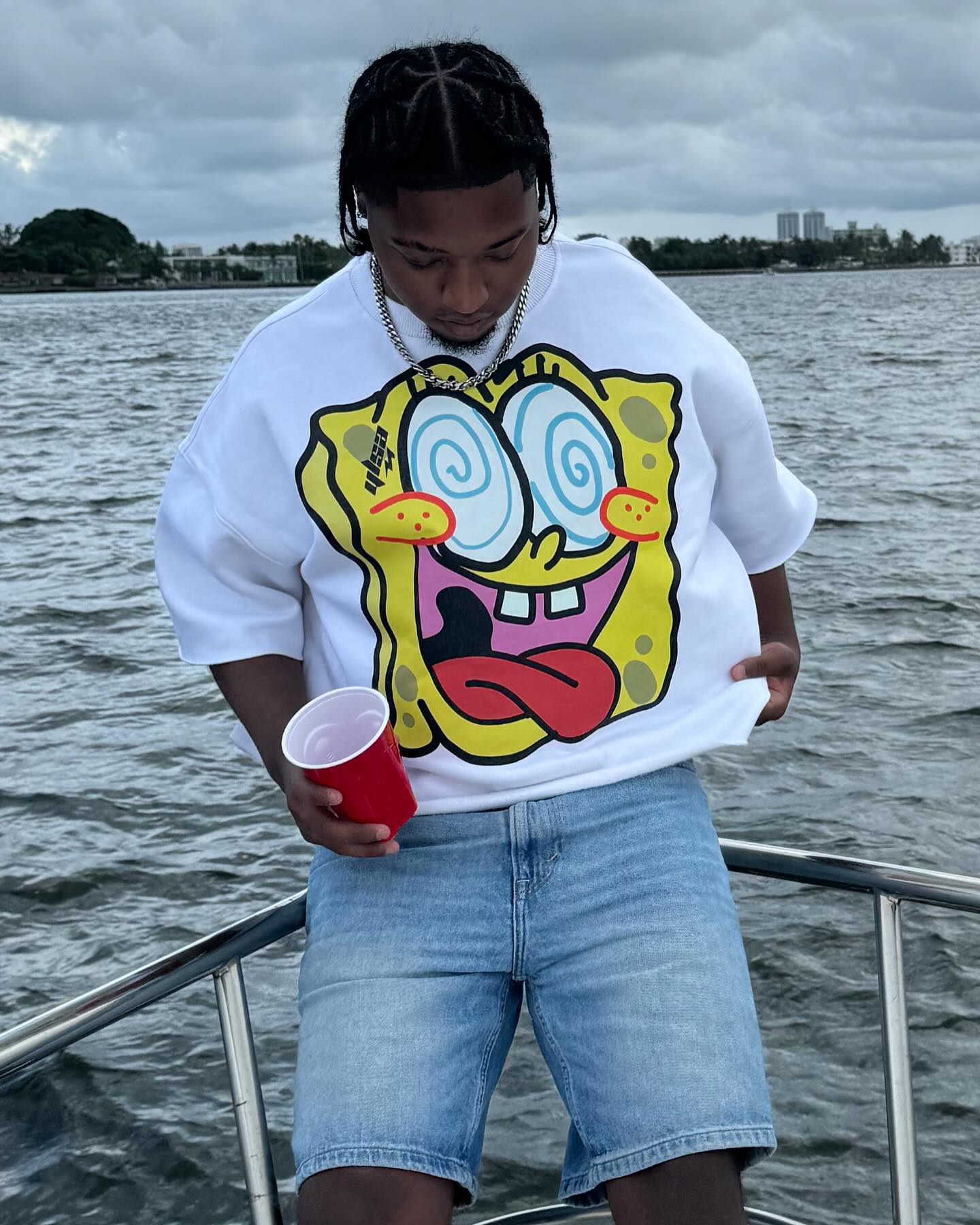 SPONGEBOB YELLOW WHITE CREWNECK