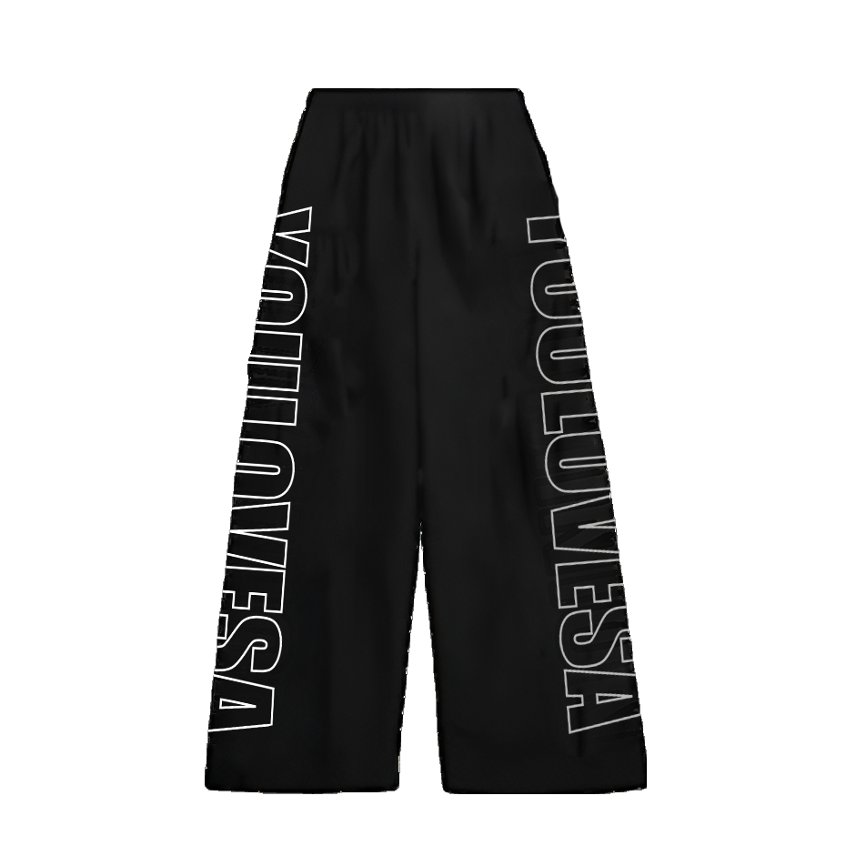 BLACK NYLON TRACKPANTS