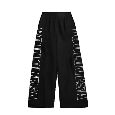 BLACK NYLON TRACKPANTS