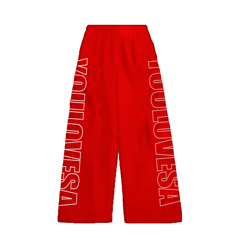 RED NYLON TRACKPANTS