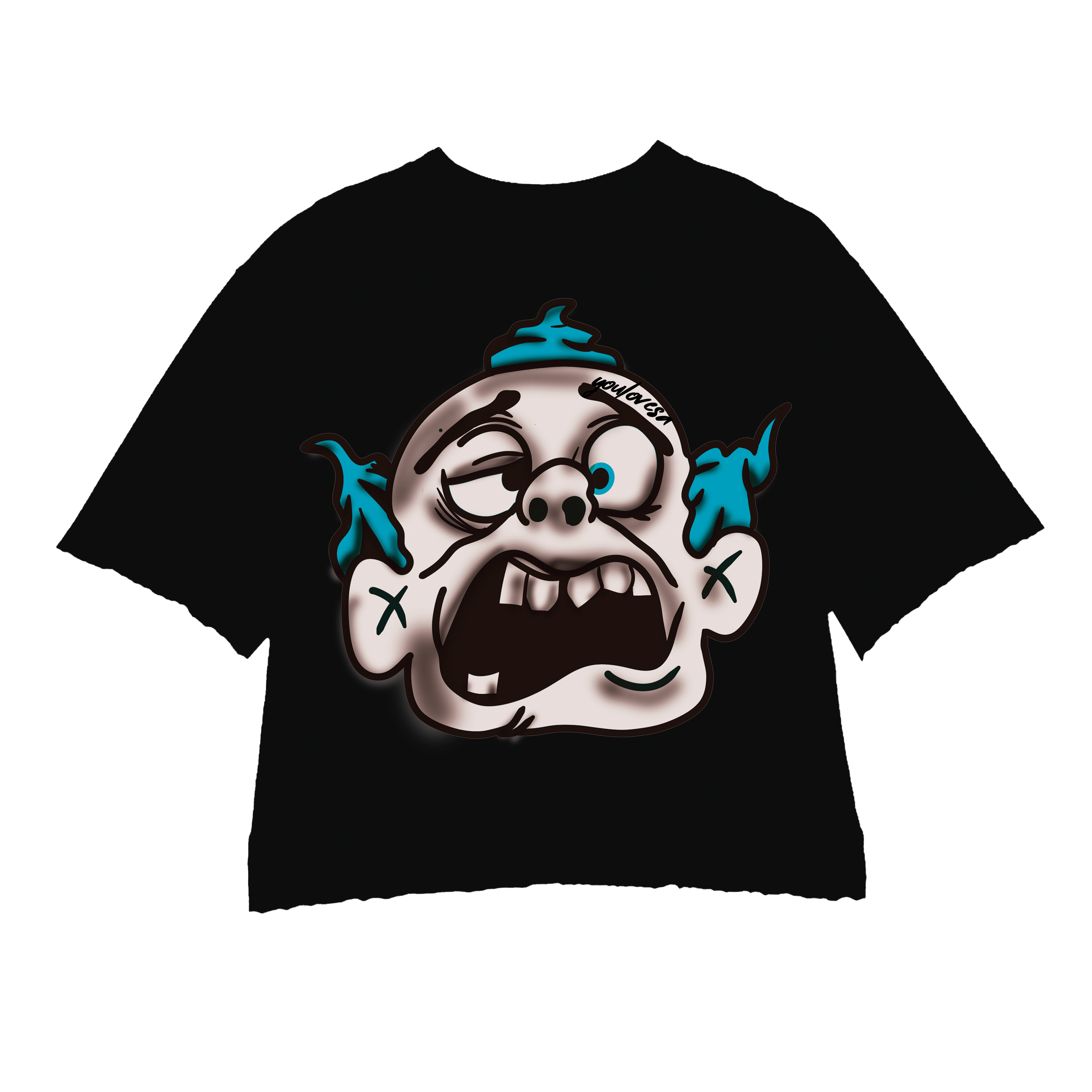 BLACK BLUE MONSTER 2.0 CROPPED CREWNECK