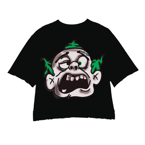 GREEN MONSTER 2.0 / BLACK CROPPED CREWNECK