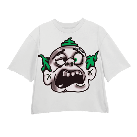 GREEN MONSTER 2.0 WHITE CROPPED CREWNECK