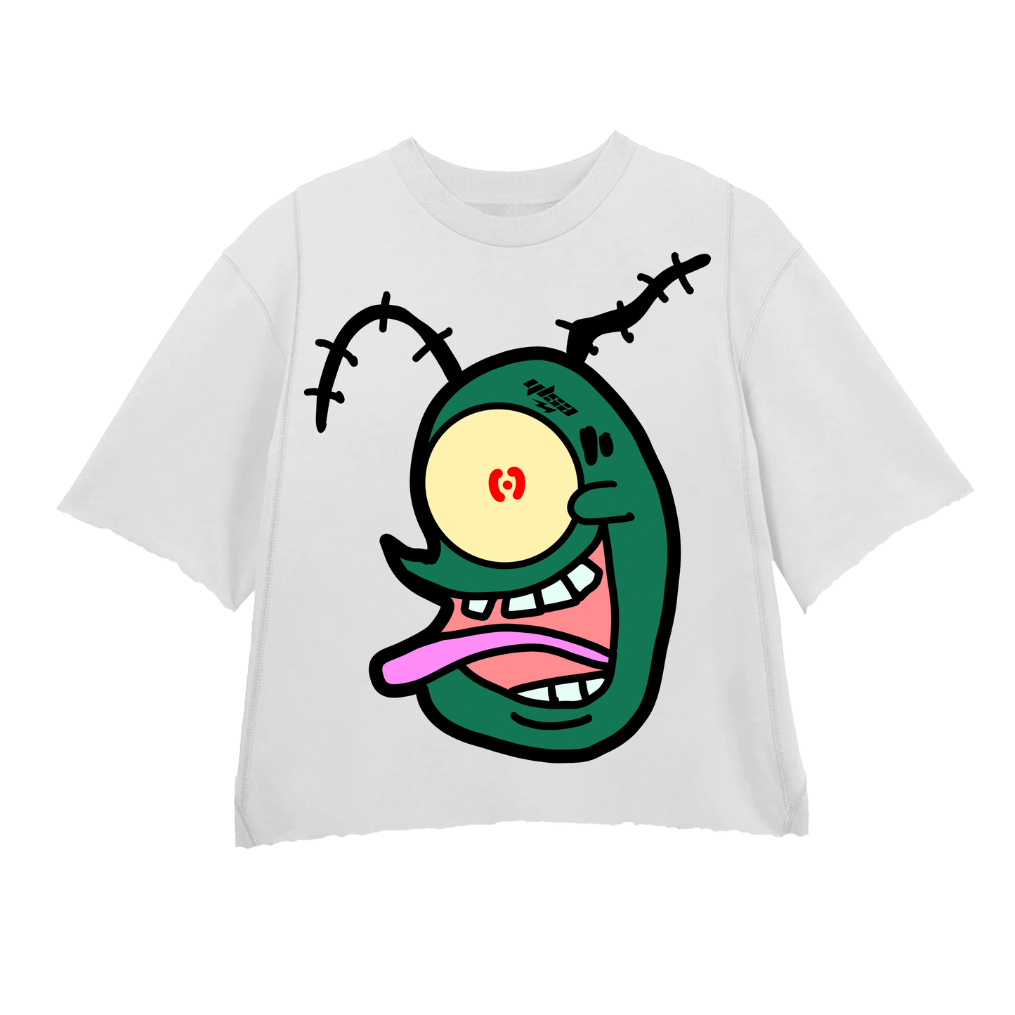 PLANKTON GREEN WHITE CREWNECK