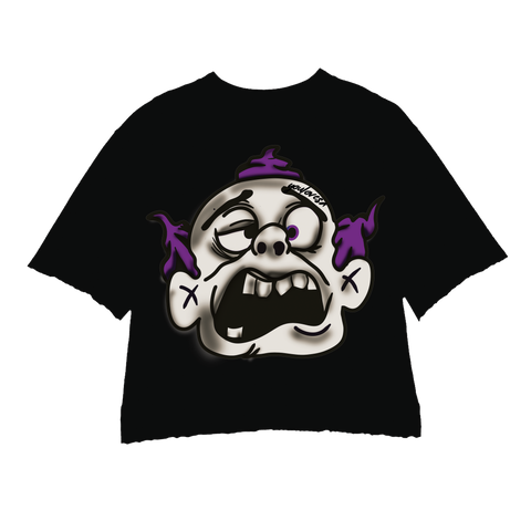 PURPLE MONSTER 2.0 BLACK CROPPED CREWNECK