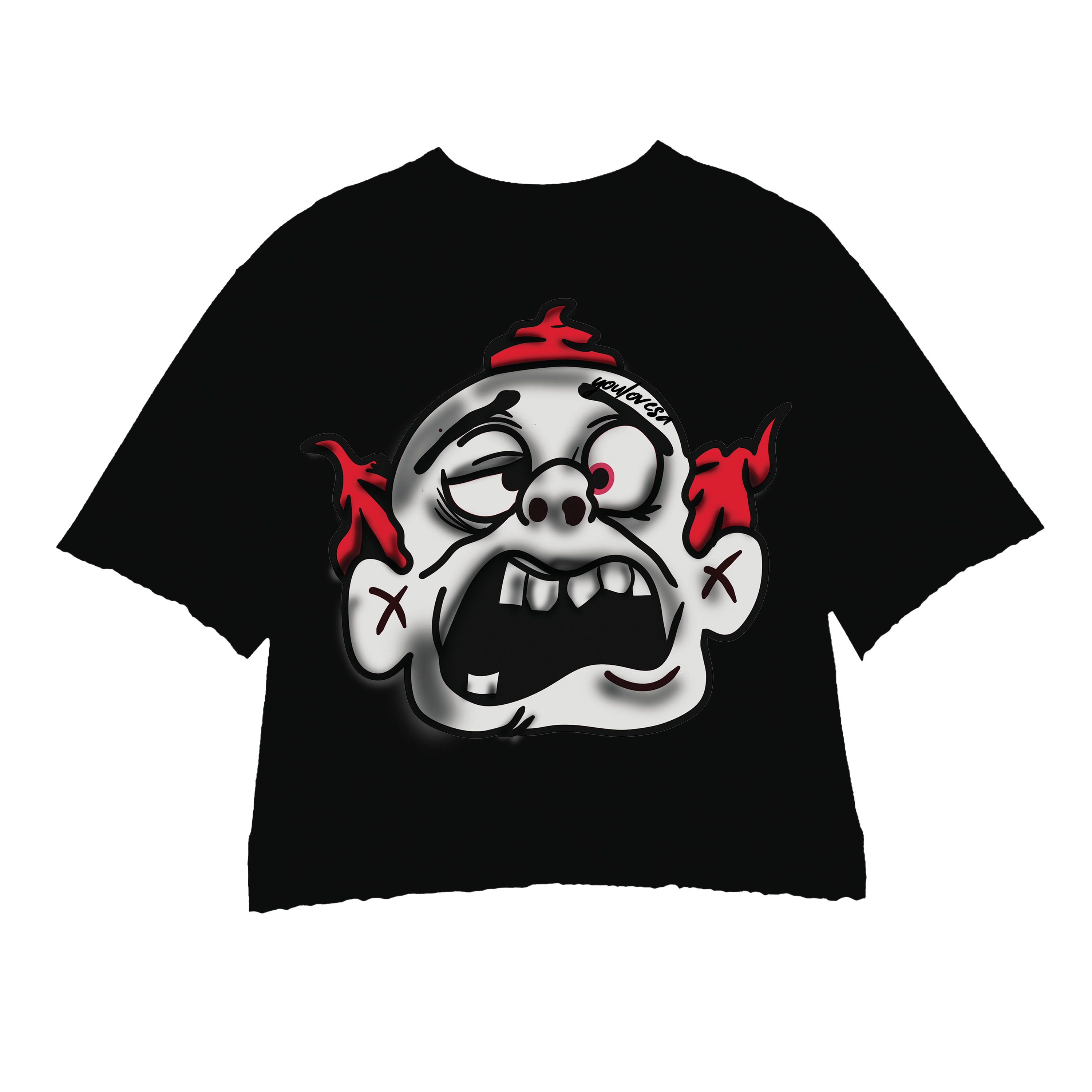 BLACK RED MONSTER 2.0 CROPPED CREWNECK