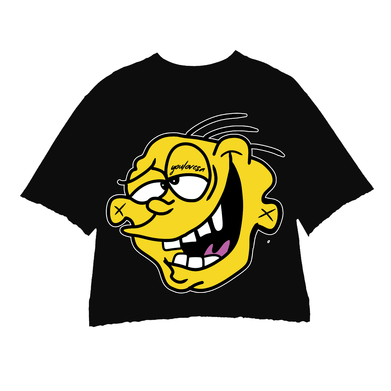 BLACK YELLOW EDDY CROPPED CREWNECK